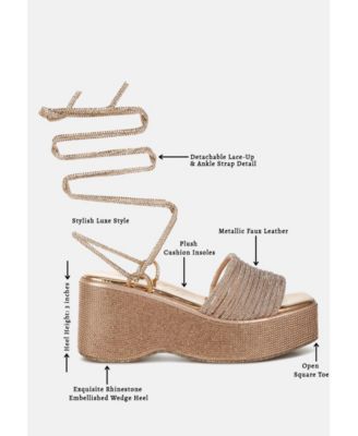 Womens Swifties Rhinestone Embellished Lace-Up Sandals