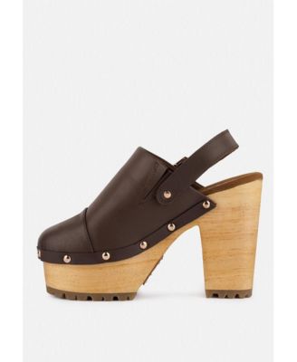 Rag and Co Womens Alona Slingback High Block Heeled Clogs
