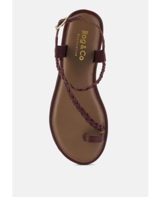 STALLONE Womens Braided Flat Sandals