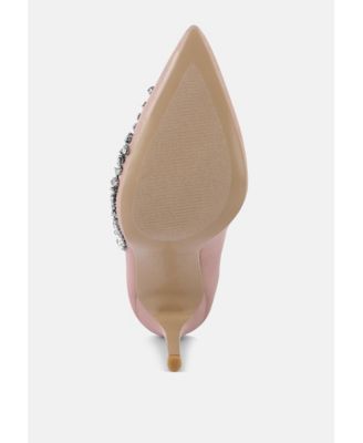 Women Ashlyn Rhinestones Embellished Satin Stiletto Pumps