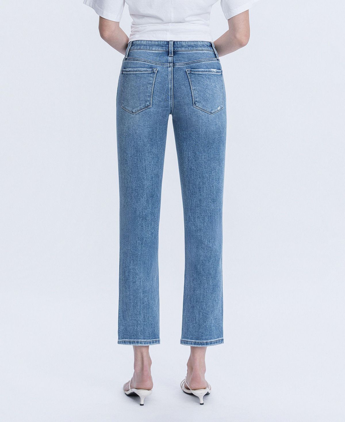 Vervet Women's Mid Rise Ankle Slim Straight Jeans view 5 — MAYCSS fashion products
