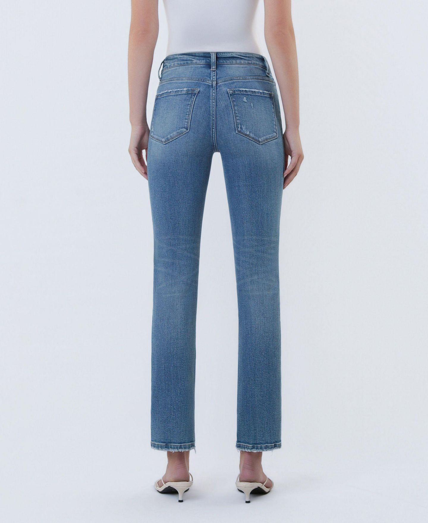 Женские джинсы Vervet Mid Rise Ankle Slim Straight, цвет: Чистый синий — фото 5