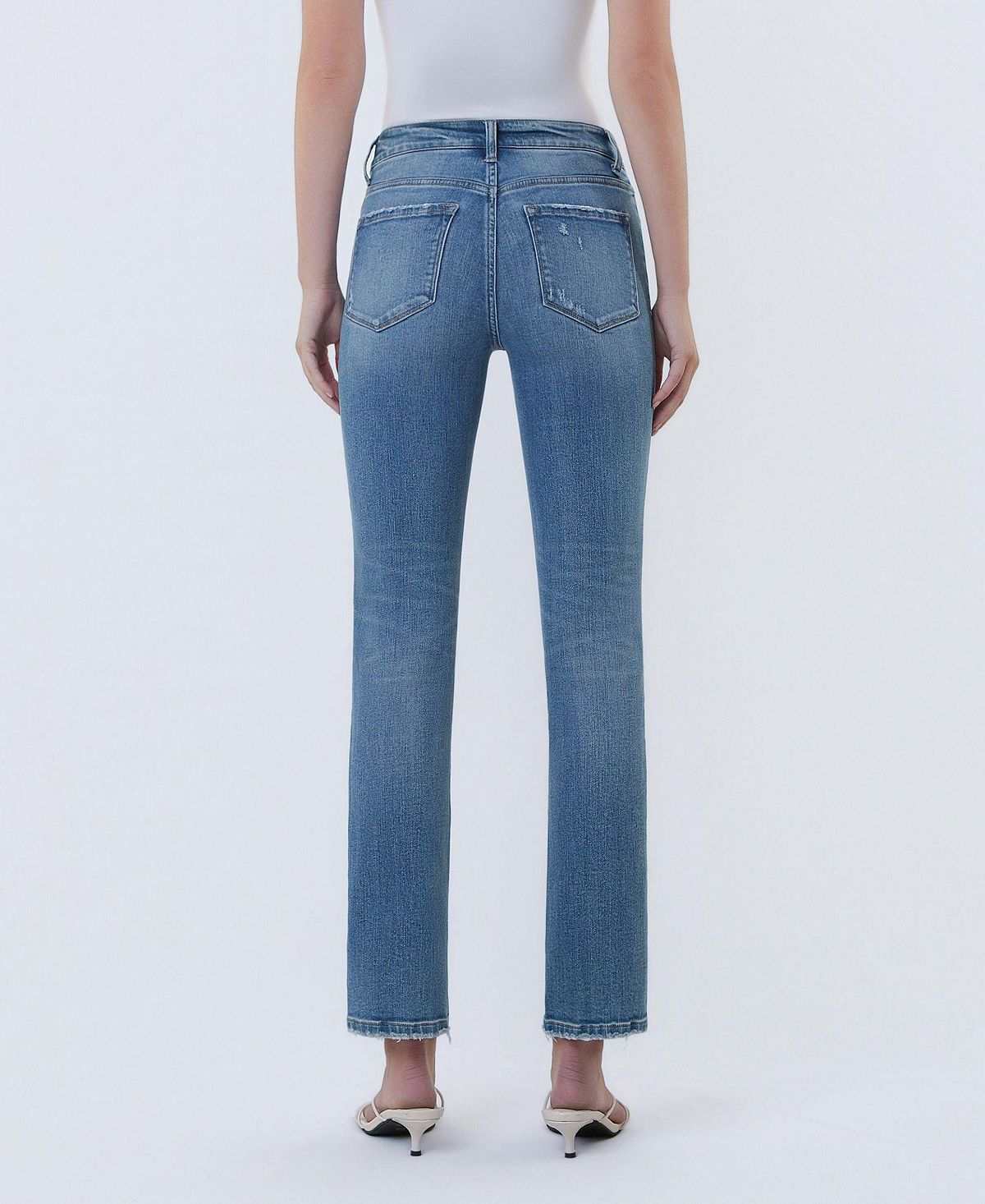 Vervet Women's Mid Rise Ankle Slim Straight Jeans view 5 — MAYCSS fashion products