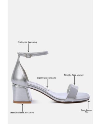 Womens Makena Metallic Block Heel Sandals