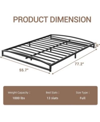 Metal Platform Bed Frame with Headboard - 6 Inch Low Profile Noise-Free