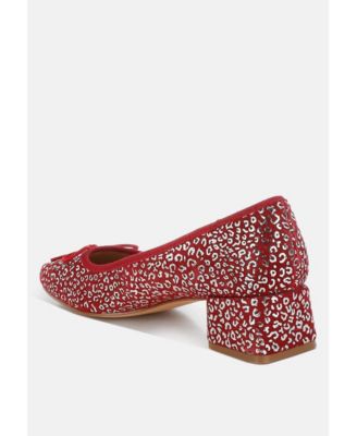 Rag and Co Womens Ningen Leopard Print Block Heel s Ballerinas