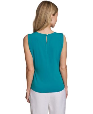 Women's Sleeveless Pleated Neck Camisole Top