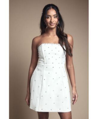 Women's Hotfix Diamante Bridal Mini Dress