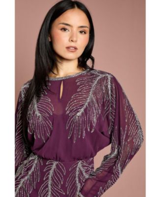 Women's Feather Embellished Mini Dress