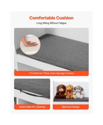 Wooden Kids Storage Bench with Bookshelf and Toy Box