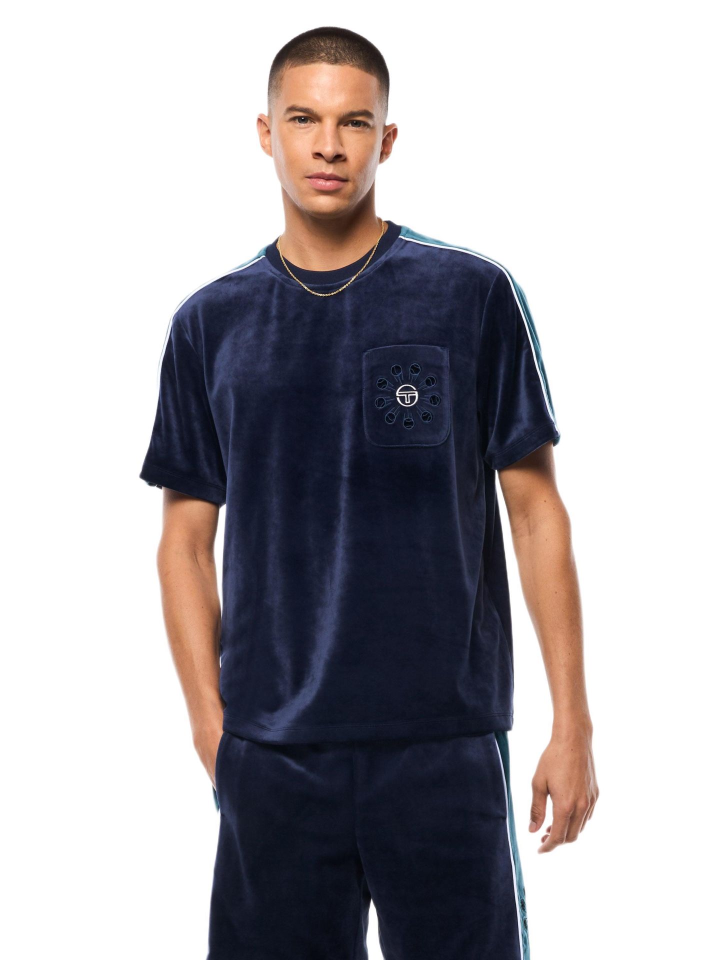 Мужская футболка Sergio Tacchini Cresta Velour Pocket, цвет: Синий — фото 1