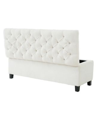 Ottoman Bench with Storage - Boucle Upholstered Ottoman, End of Bed Bench with Wood Legs for Bedroom, Entryway, Window