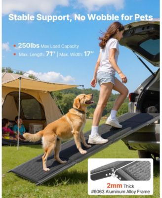 71" Folding Dog Ramp 17" Wide, Non-Slip Surface, Supports up to 250 lbs