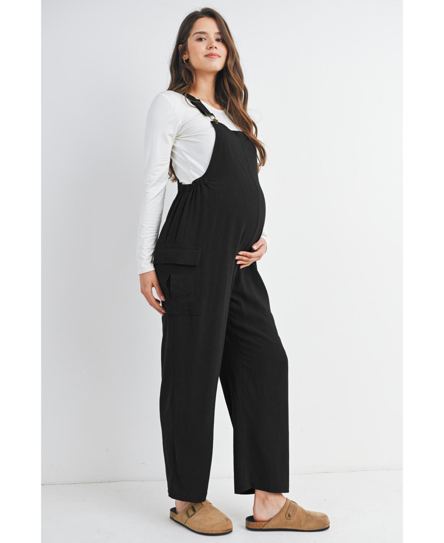 Женский комбинезон Hello Miz Maternity Straight Leg Adjustable Overalls, цвет: Чёрный — фото 3