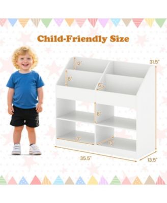 Kids 3-Tier Bookshelf with Display Rack and Toy Storage