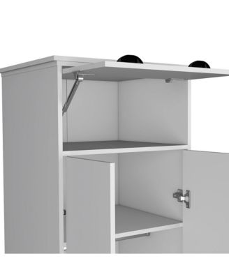 Dumas Armoire Bedroom Storage Organizer with Double Doors Hanging Rod and Two Drawers