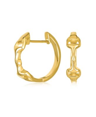 Western Equestrian Horse Bit Hoop Earrings Rose Gold Plated .925 Sterling Silver