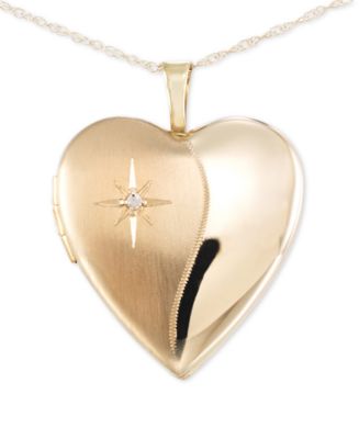 Macy's Diamond Accent Polished Locket Pendant Necklace in 14k Gold - Macy's