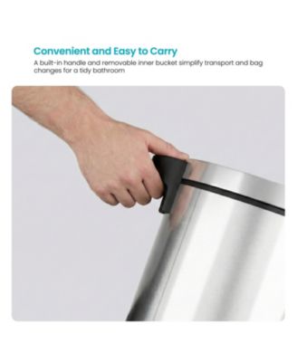 1.3 Gallon Bathroom Trash Can with Soft-Close Lid and Compact Stainless Steel Design