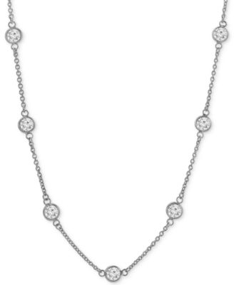 sterling silver bezel set cubic zirconia necklace