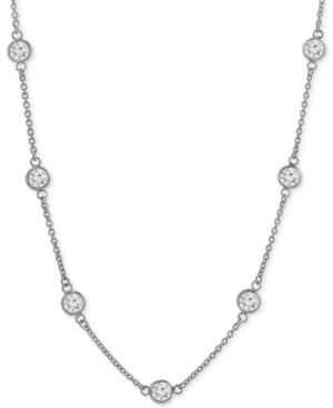 image of Giani Bernini Cubic Zirconia Bezel-Set Necklace in 18k Gold-Plated Sterling Silver & Sterling Silver, 16