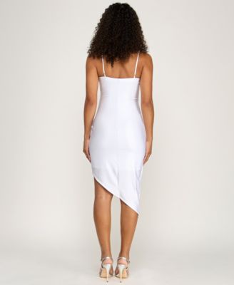 Juniors' Rhinestone-Strap Asymmetrical Dress