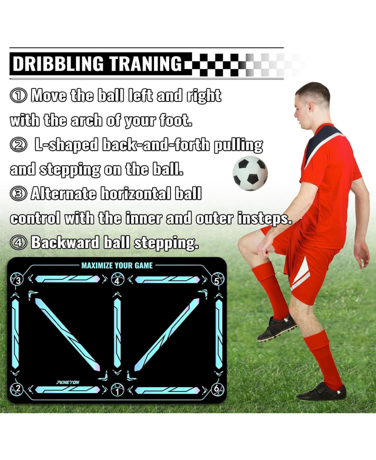 peneyon Soccer Training Mat with Ball Socks – Non-Slip Gear for Adults & Pros: Boost Speed, Strength & Coordination