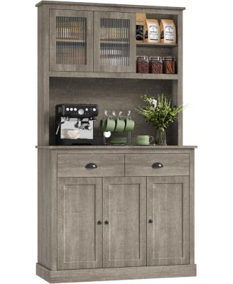Tall Storage Cabinet - Freestanding Kitchen Pantry Cabinet with Drawers and Adjustable Shelves.