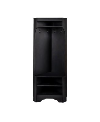 Corner Hall Tree - Versatile Entryway Coat Rack with 4 Hooks and Adjustable Shoe Shelf for Living Room, Hallway