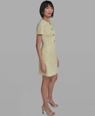 Women's Tweed Crewneck Short-Sleeve Sheath Dress