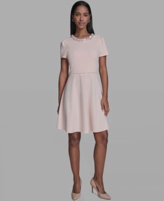 Women's Embellished Neck Short Dress