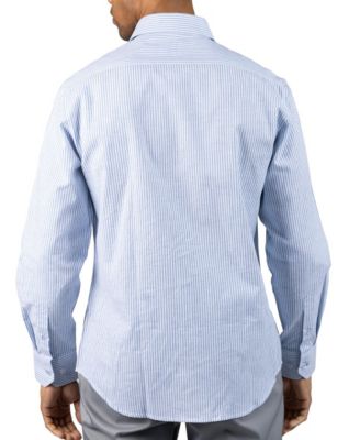 Men's Yarn Dyed Linen Stripe Long Sleeve Shirt
