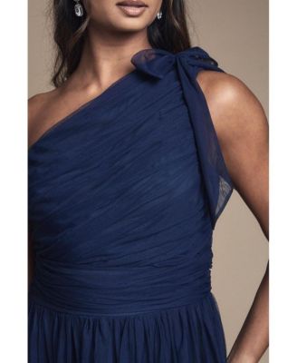 Women's Pleated One Shoulder Tiered Maxi Dress