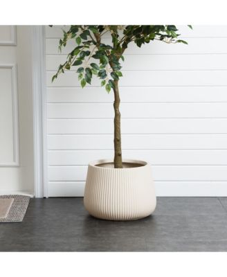 Off Ribbed 15.55-Inch Round Planter