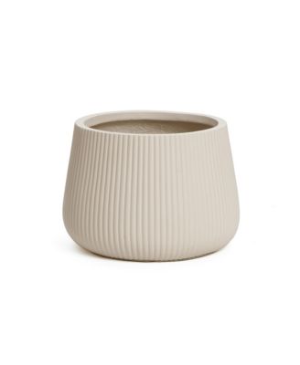 Off Ribbed 15.55-Inch Round Planter