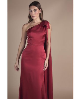 Women's Bow One Shoulder Satin Dress