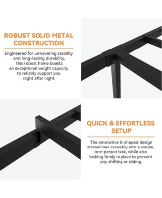 King Metal Platform Bed Frame with Unique Design Headboard and Under-Bed Storage