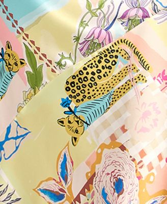 Juniors' V-Neck Patchwork Midi Dress