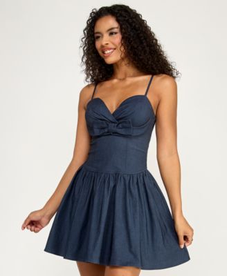 Juniors' Sweetheart Neck Corset Mini Dress
