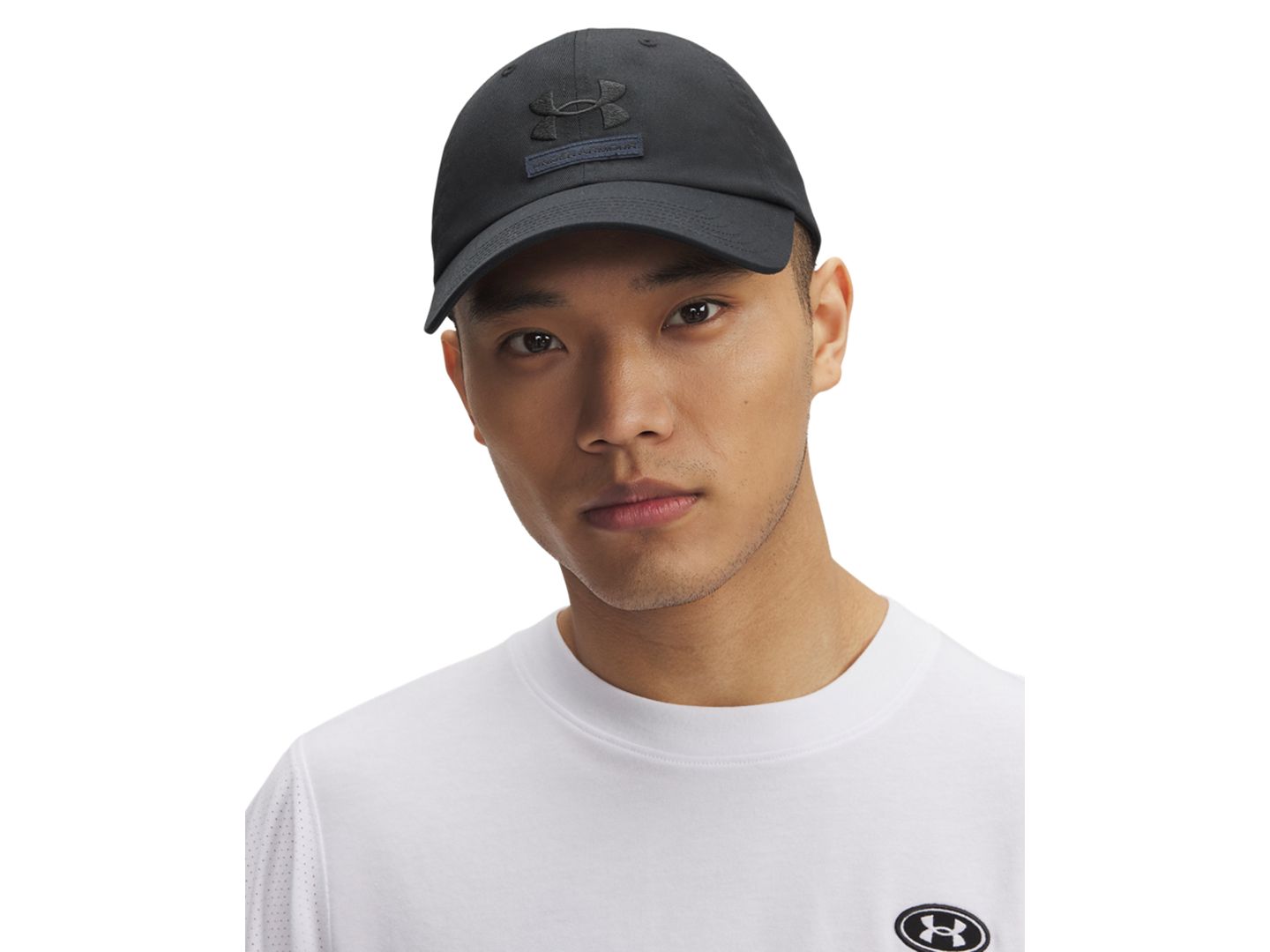 Мужской головной убор Under Armour Logo Embroidered Twill Hat, цвет: Чёрный, вариант 1 — фото 1