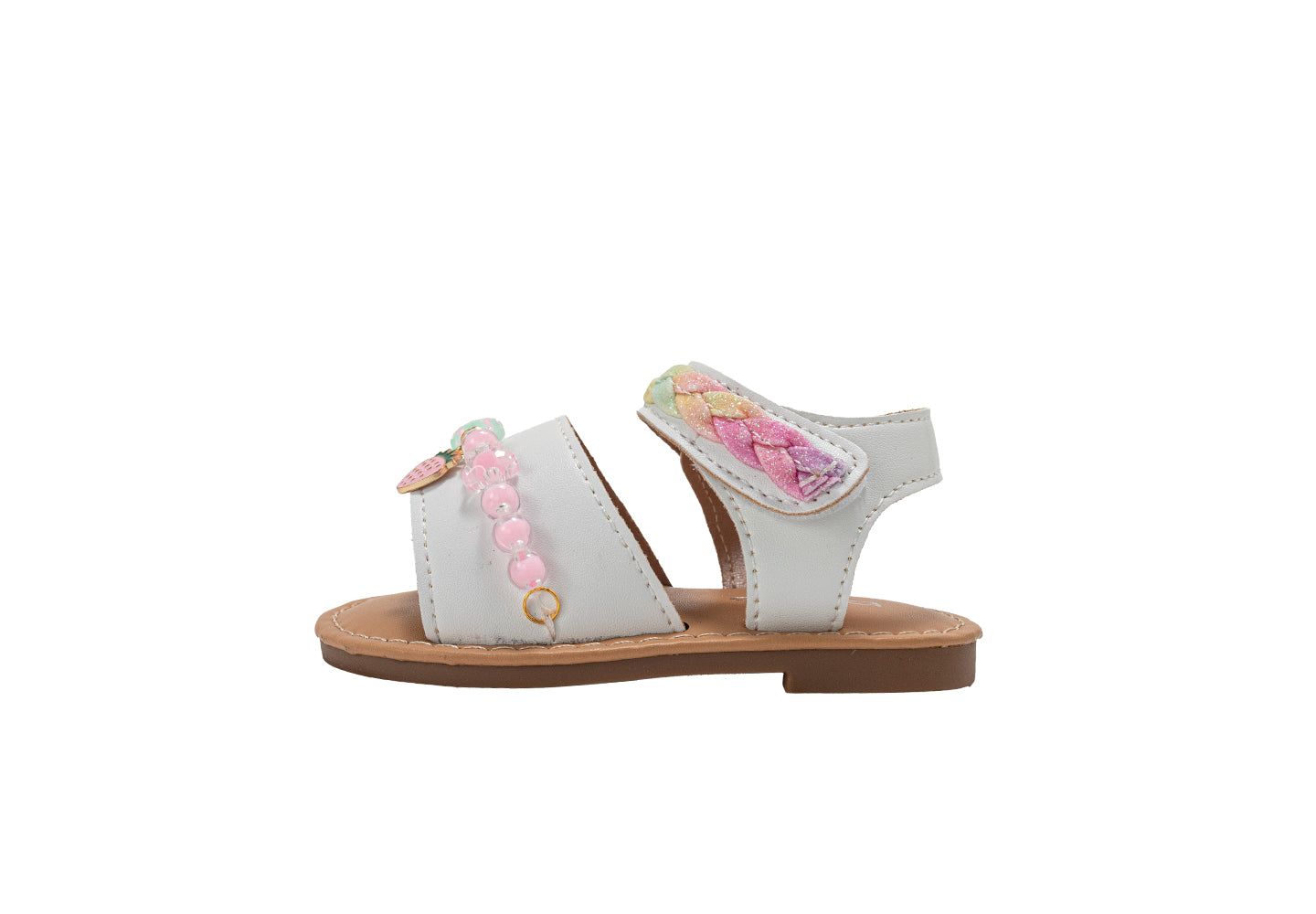 Сандалии Bebe Fashion Sandals - Dressy Shoes with Glitter Braid and Bracelet Accent для девочек, цвет: Белый — фото 4