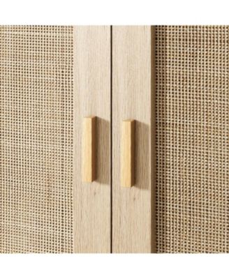 2 Pack Rattan Sideboard Buffet Cabinets, Sideboard Cabinets with 2 Doors, Modern Accent Storage Console Tables, for Dining Room.