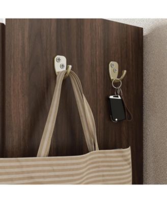 Shoe Cabinet with Doors, 6-Tier Shoe Organizer with 2 Doors & Additional Hooks for Hallway, Entryway