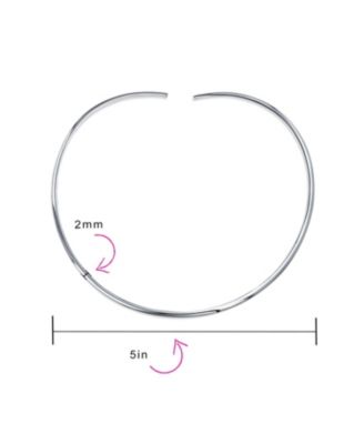 Simple Charm Slider Contoured Choker Collar Statement Necklace .925 Silver Sterling  2MM
