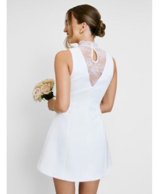 Women's Lace High Neck A-line Mini Dress