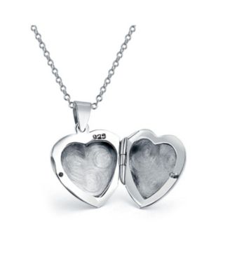 Simple Keepsake Puff Heart Shaped Photo Locket Necklace Pendant .925 Sterling Silver