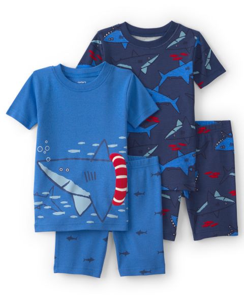 Пижамный комплект Snug-Fit, хлопок, 4 предмета — Carter's, цвет: Синий