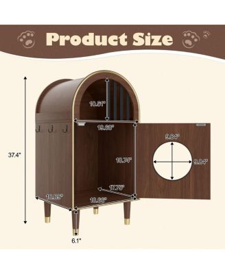 Modern Espresso Cat Condo Furniture, Two-Tier Arch Cat House for 2 Cats