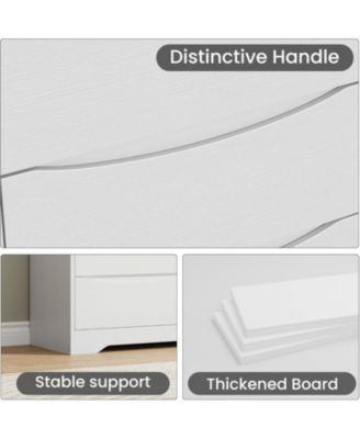 Wooden Dresser with 6 Drawers, Tall Modern Closet with Deep Storage, Large Chest of Drawers with Wide Top, Long Storage Dresser for Bedroom