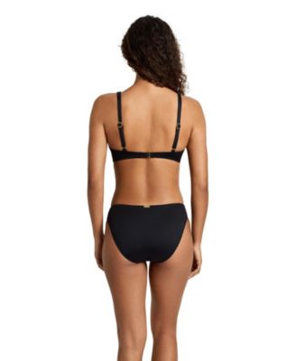 Women's Dark Navy Ruffle Underwire Bralette Swimsuit Top